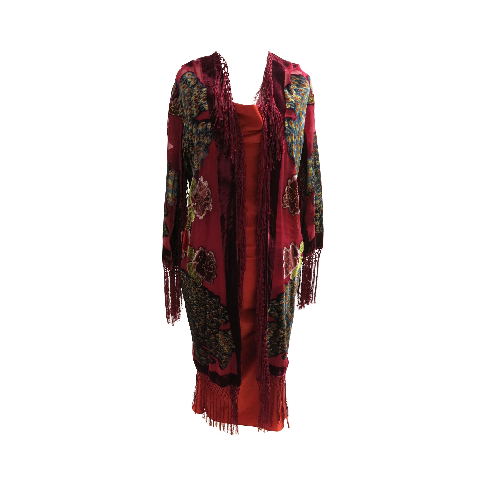 GYPSY FLORAL RUANA - Burnout Velvet Kimono, Bohemian Devore Haori, Hippie Chic Floral 2024 Festival Cloak, Boho Kimono, Velvet Jacket [K2207]