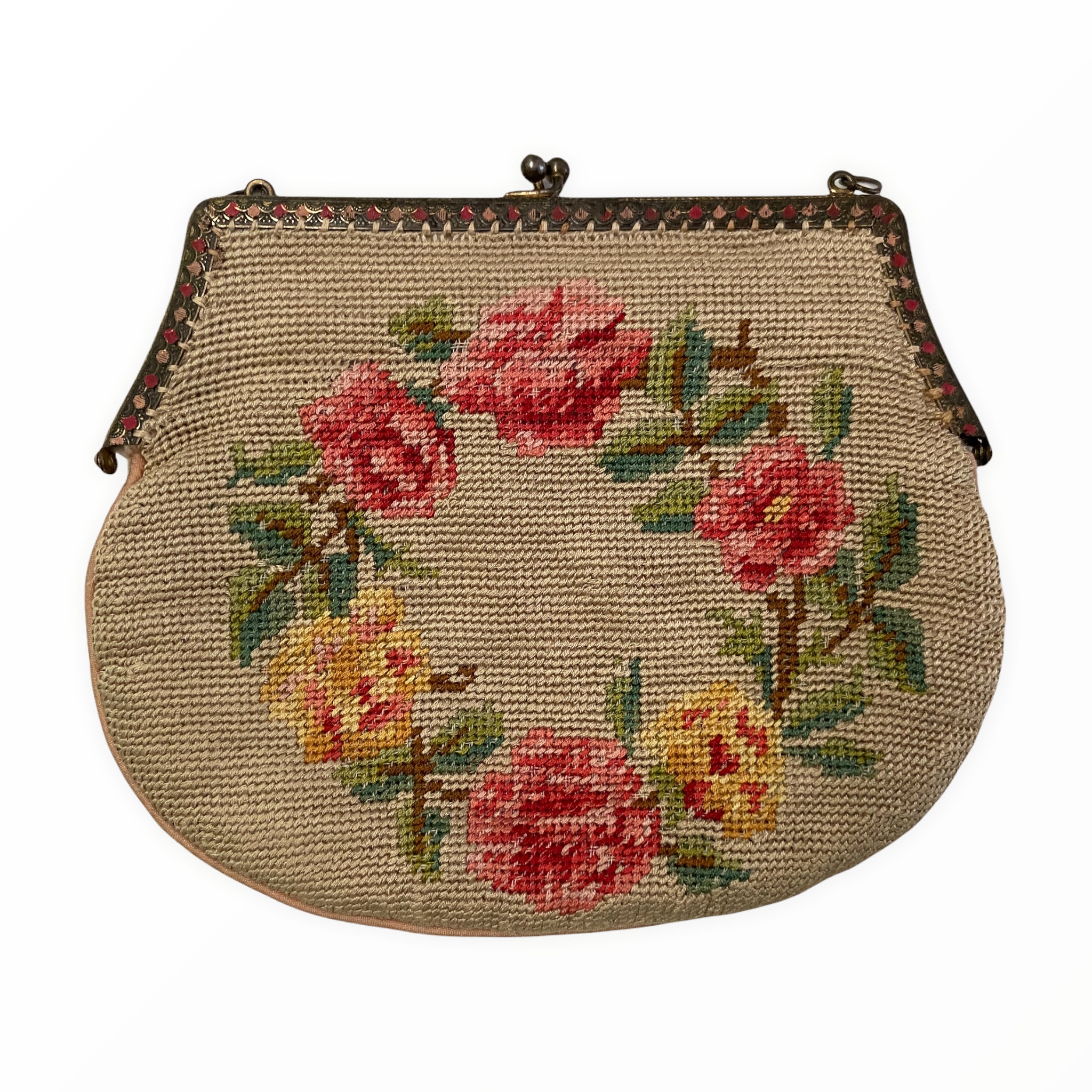 1930s Floral Tapestry Vintage Evening Bag